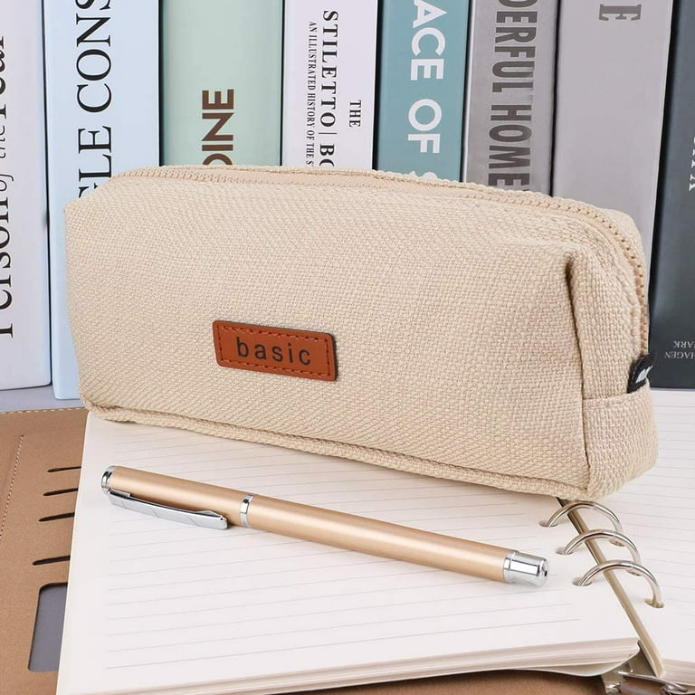 Solid color brown Pencil Case, soft Pencil Pouch,Durable Pencil Bag,Simple  Stationery Bag, for Adults Office