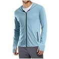 thumbnail image 3 of YOIAVAIOY Men's UPF 50+ Sun Protection Hoodie Jacket Lightweight Full Zip Hoodies Solid Athletic Jackets with Thumb Holes, 3 of 9