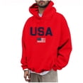 thumbnail image 4 of ZOYOEN Mens Graphic Hoodie with Drawstring- Relaxed Fit Long Sleeve Casual Trendy Pullover Sweatshirt Red Size M, 4 of 6