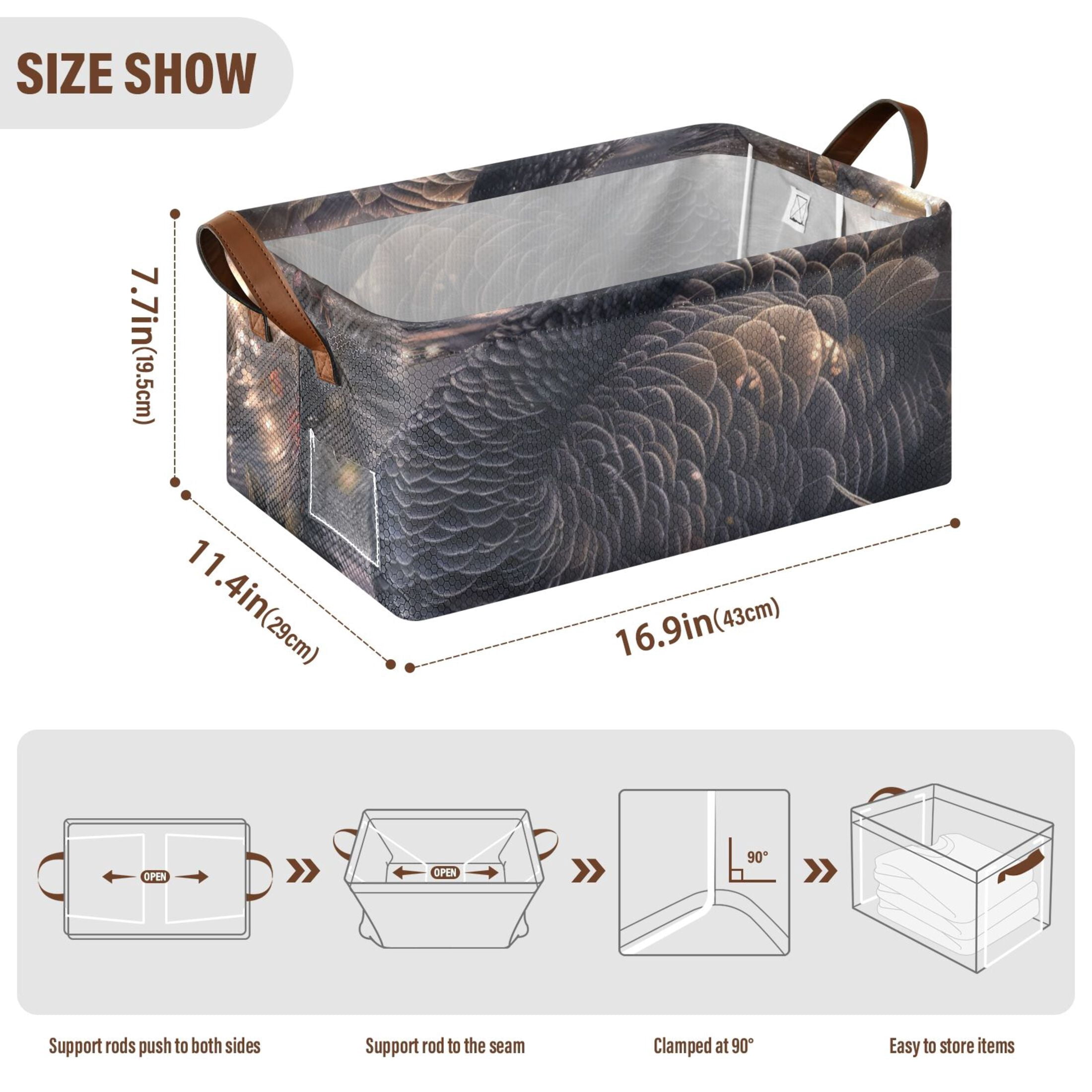 Black Swan Storage Bins with Handles Foldable Storage Baskets for Shelves Organizer Cloth Baskets