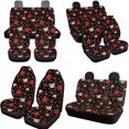 thumbnail image 3 of Garronmavis Red Roses Pattern Car Accessories Set Easy Installation with Auto Headrest Covers+Handbrake Gear+Shift Knob Cover+Auto Cup Coaster+Wristlet Keychain Automobile Interior Sets, 3 of 7