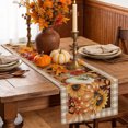 thumbnail image 6 of Thanksgiving Pumpkins Table Runner - 120 Inch Long Fall Maple Leaves Berries Brown Plaid Cotton and Linen Blended Dress Scarves Farmhouse Table Runner for Kitchen Dining, Coffee Table, 13" x 120", 6 of 8