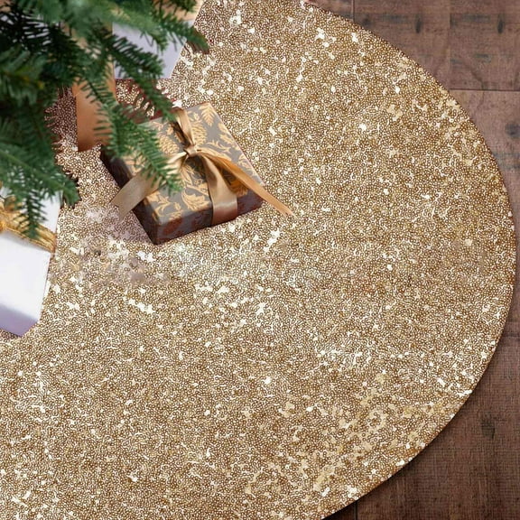 Christmas Tree Skirt Round Mat, Soft Thick Xmas Tree Floor Pad for Holiday Home Party Decorations, Artificial Christmas Party Decoration Dress Skirt