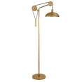 thumbnail image 3 of Maklaine Contemporary Aged Brass Floor Lamp with Solid Wheel Pulley System, 3 of 9