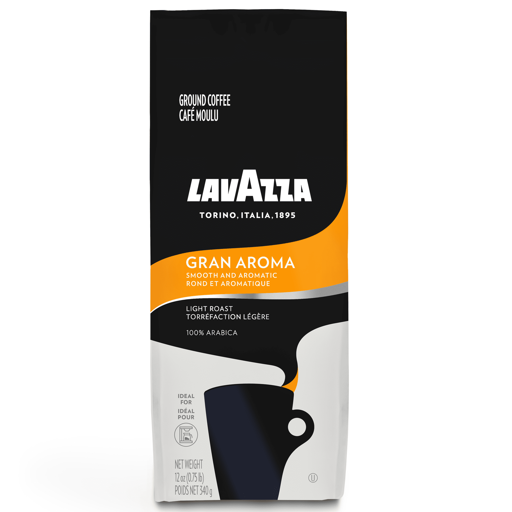 Lavazza Gran Aroma Ground Coffee Blend, Medium Espresso Roast, 12Ounce