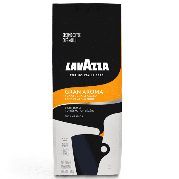 Lavazza Gran Aroma Ground Coffee Blend, Medium Espresso Roast, 12Ounce Bag