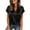 Black, variant on Women's Satin Short Sleeve Tops Silky V Neck Plain Loose Blouses Summer Casual Trendy Lightweight Clothes