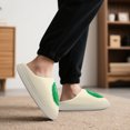 thumbnail image 4 of Smile Face Slippers for Women and Men Retro Comfy PU Leather Slip-On House Shoes with Memory Foam Warm Soft Flat Slides for Indoor & Outdoor, 4 of 5