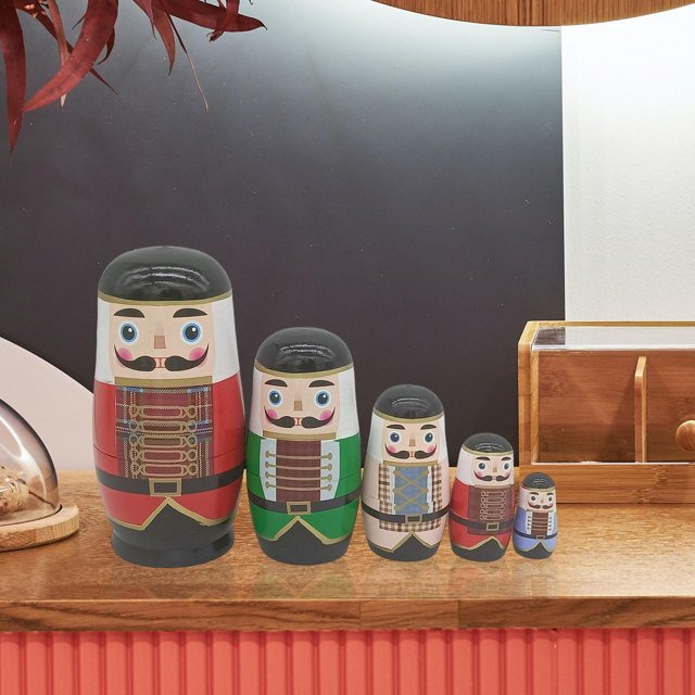 5x Adorables de Anidación Juego Clásico de Madera Apilable Anidado Muñecas de Madera Juguetes Matryoshka para Adornos Cumpleaños , Yotijar muñecas de anidación