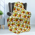 thumbnail image 4 of Fruits Soft Flannel Fleece Throw Blanket, Apple Harvest Theme with Fruit and Leaves Autumn Season, Cozy Plush for Indoor and Outdoor Use, 70" x 90", Burnt Sienna Yellow, by Ambesonne, 4 of 5