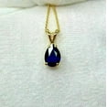 thumbnail image 2 of 1Ct Lab Created Blue Sapphire Pear Cut Solitaire Pendant 14k Yellow Gold Plated 18" Chain, 2 of 3