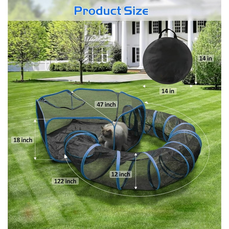 Senhu Outdoor Cat Enclosures Portable Cat Tent for Outside Cat Playpen Enclosed with Tunnel Catio Cat Enclosure for Indoor Cats and Other Small