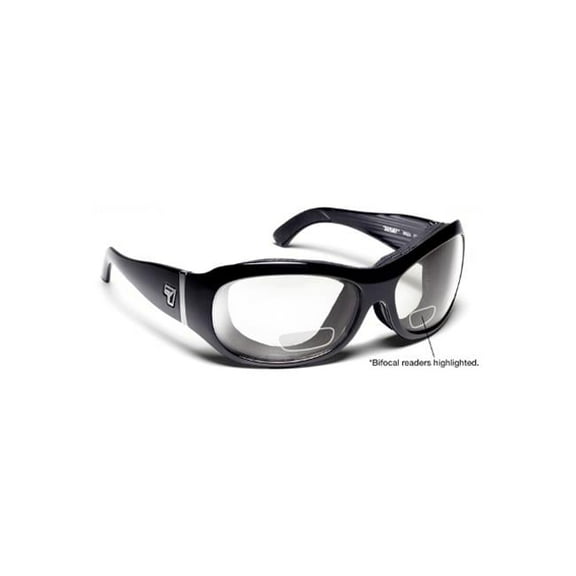 7eye 310540F Briza Sharp View Clear Plus 2.50 Reader Sunglasses- Glossy Black - Small & Large