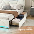 thumbnail image 5 of VEANERWOOD Queen Bed Frame with Storage Headboard and 4 DrawersUpholstered Plarform with Built in Charging Station and Adjustable Led Lights, Beige, 5 of 10