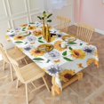 thumbnail image 3 of White Butterfly Sunflower Pattern Rectangle Tablecloth 60"x102",Waterproof Polyester Rectangle Table Cloth, Wipeable Spillproof Polyester Tablecloth for Dining, Camping, Indoor and Outdoor, 3 of 6