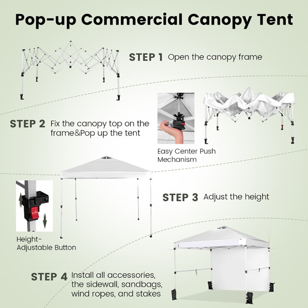 Aimee Lii 10 x 10 Feet Foldable Commercial Pop-up Canopy with Roller Bag and Banner Strip, Backyard Canopy Gazebo for Party Camping BBQ Events, White Aimee Lii 10 x 10 Feet Foldable Commercial Pop-up Canopy with Roller Bag and Banner Strip, Backyard Canopy Gazebo for Party Camping BBQ Events, White