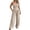 Beige, variant on Jumpsuits for Women Sleeveless Cut-Out Waist U-Neck Spaghetti Strap Backless Tie-Back Ruched High Waist Summer Romper M