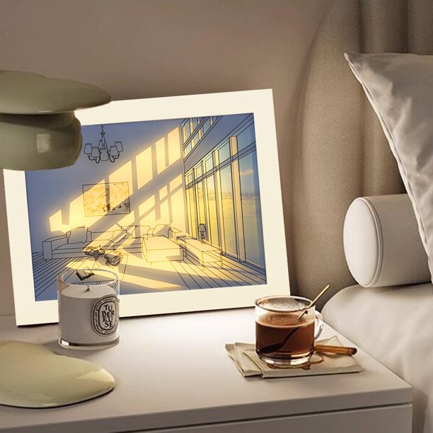 Pintura Ligera Pintura Atmósfera Lámpara de mesa Lámpara moderna para decoración de pared Dormitorio (A) Kuymtek Para estrenar