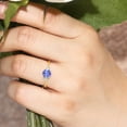 thumbnail image 5 of Gem Stone King 10K Yellow Gold Blue Tanzanite and White Created Sapphire Solitaire Engagement Ring for Women (0.93 Cttw, Round 6MM, Gemstone December Birthstone, Size 8), 5 of 6
