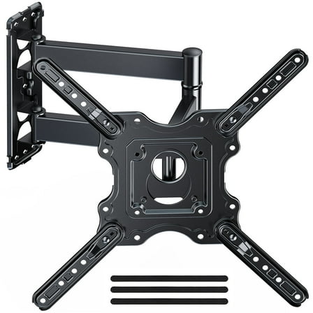 MountFTV Full Motion TV Wall Mount Bracket for 26-65 inch TVs, Corner TV Wall Mount Bracket with Extension, Tilt, Swivel, Leveling, Max 400*400mm, Holds up to 77 lbs, Single Wood Studs