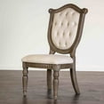 thumbnail image 6 of Weathered Oak Finish 6pc Side Chair Upholstered Seat And Backrest Button Tufted Ornate Corbels Dining Room Furniture, 6 of 6