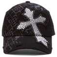 thumbnail image 1 of Gorra de béisbol ajustable CHL de la cruz con cuentas Negro Sombrero de cadete, 1 of 2