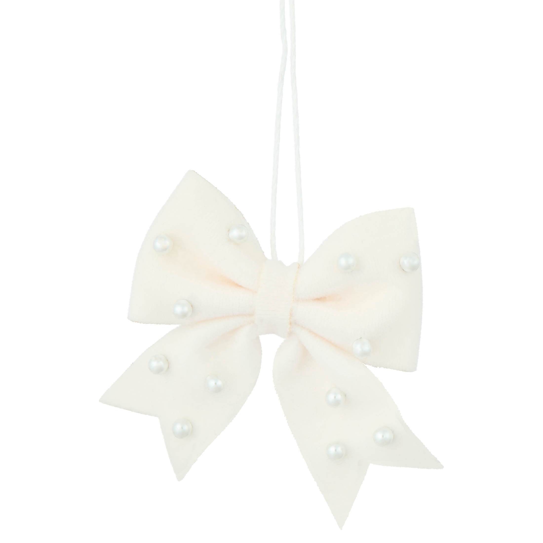 4-Count Red/Blue/White Velvet and Pearl Bow Mini Christmas Ornaments, 2.5", by Holiday Time