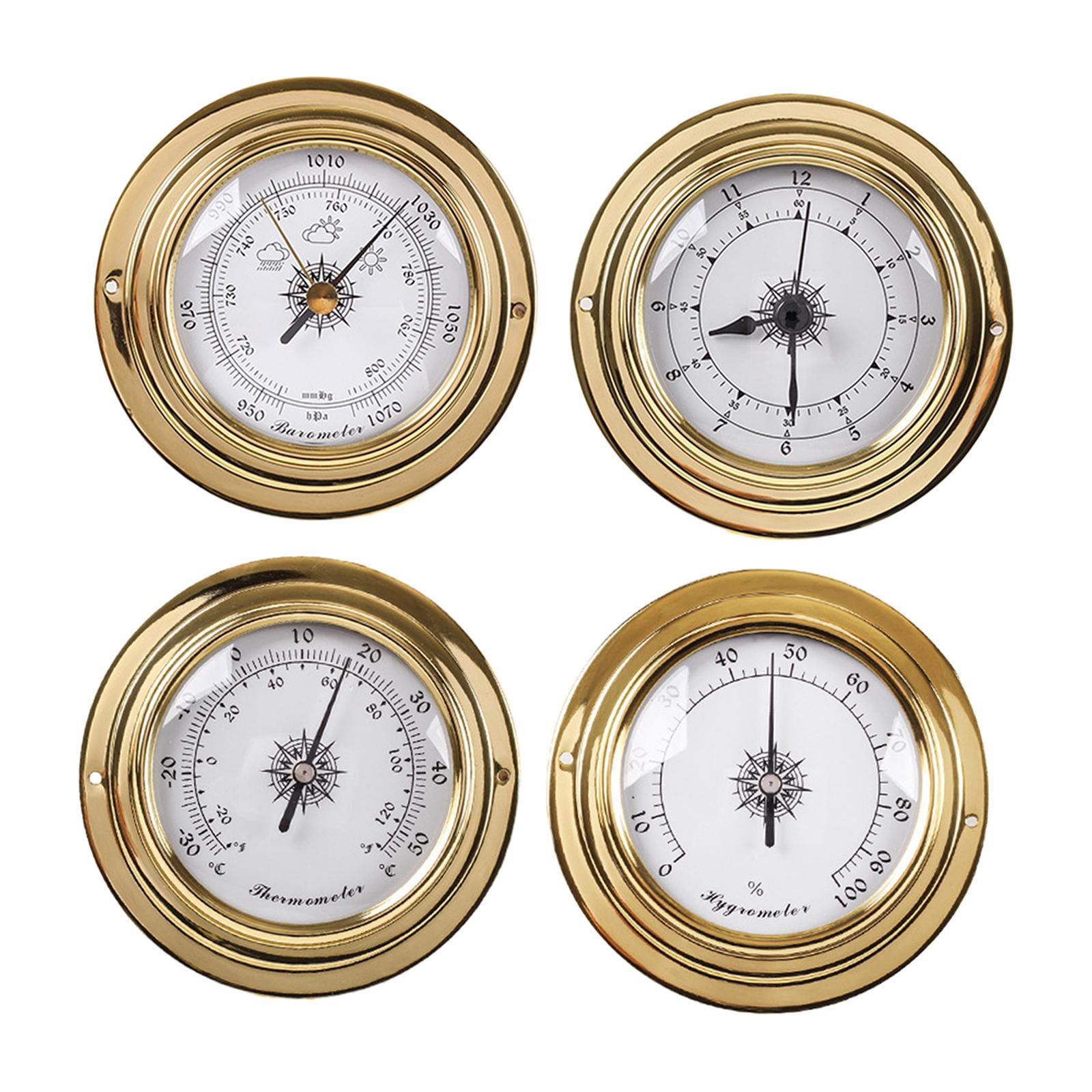 4Pcs Barometers Clock Meter Thermometer Hygrometer for Barn Yachting