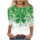 thumbnail image 3 of TaTaai Women St. Patrick's Day Green Print Crew Neck 3/4 Sleeve T-Shirt Loose Casual Top Ladies Spring Holiday Street Wear Lightweight Breathable Non-See-Through No Fading Soft Top Gift, 3 of 5