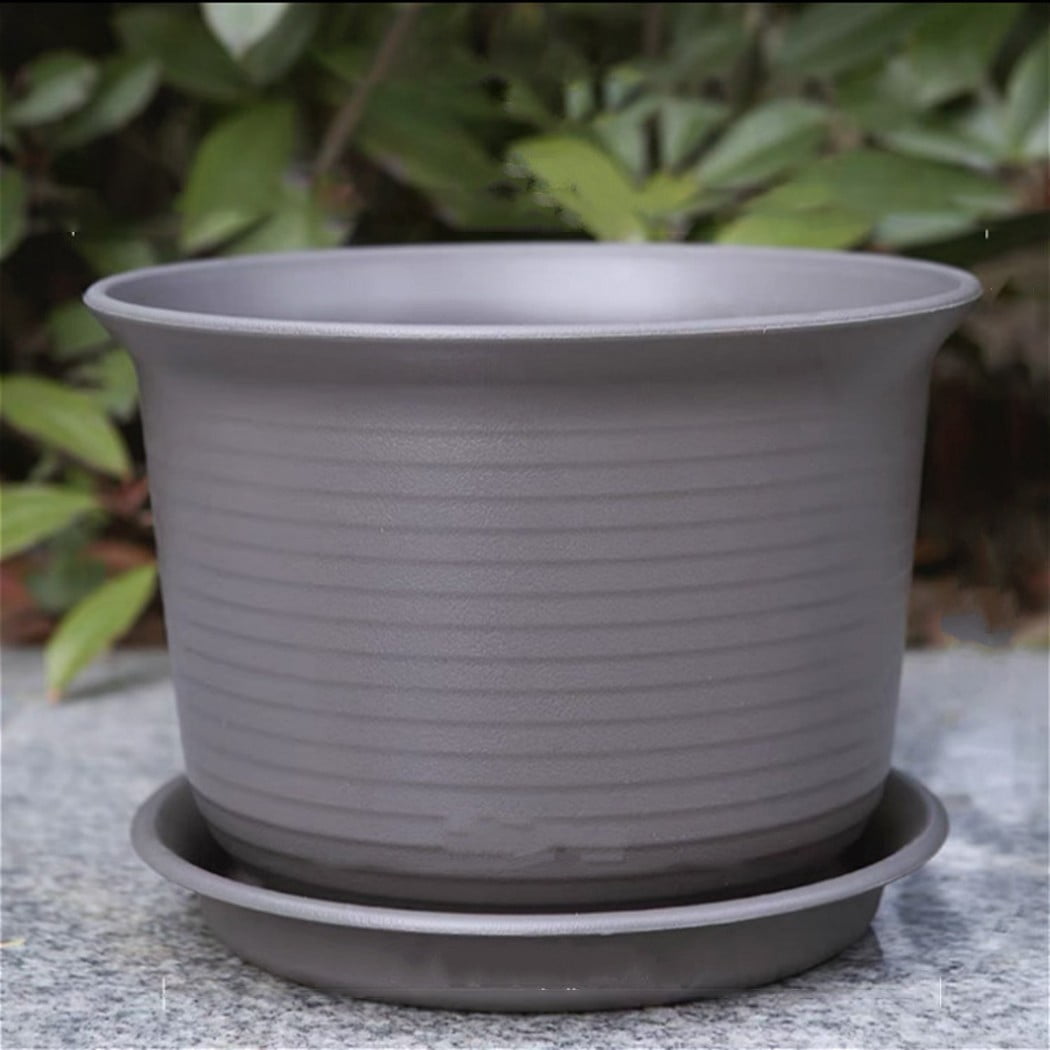 Plastic Round Plant Flower Pot Planter Grow Container Water Garden With