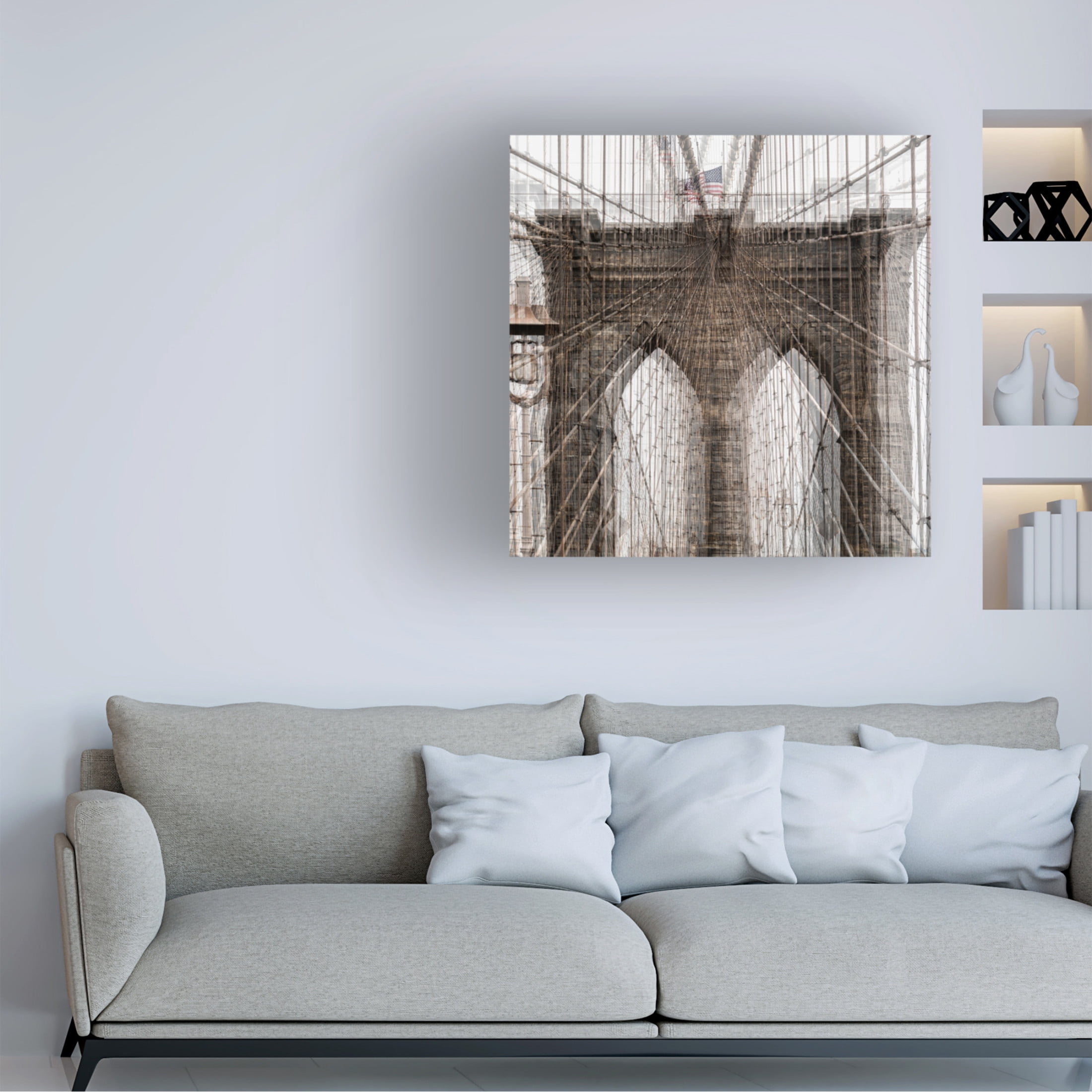 Canvas Wall Art - Peter Pfeiffer 'Bbrriiddggee' Wall Art for Living Room, Bedroom, or Office D?cor by Trademark Fine Art - 18 x 18 Inches