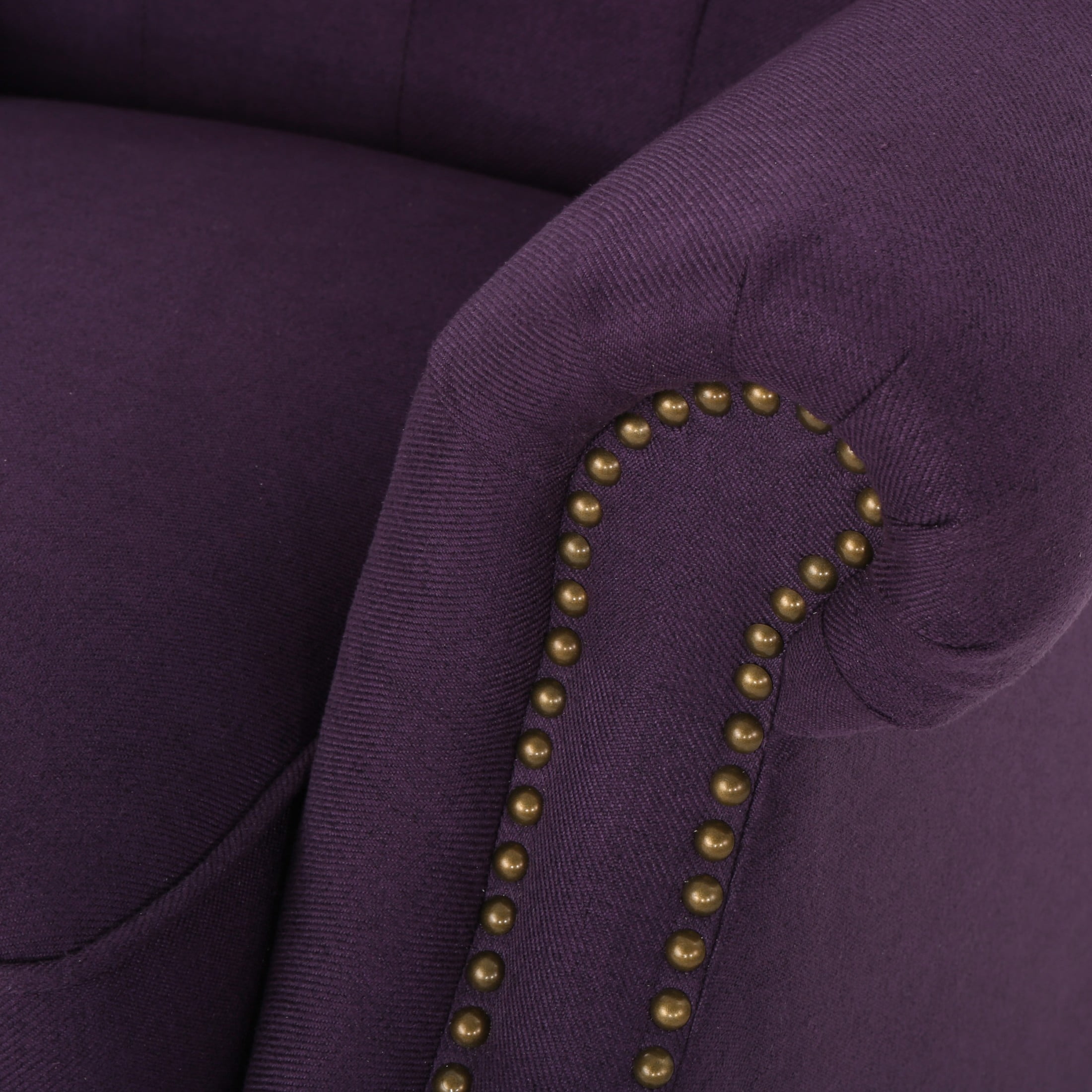 Christopher Knight Home Modern Manual Push Back Recliner with Rolled Arms, Nailhead Trim, Plum