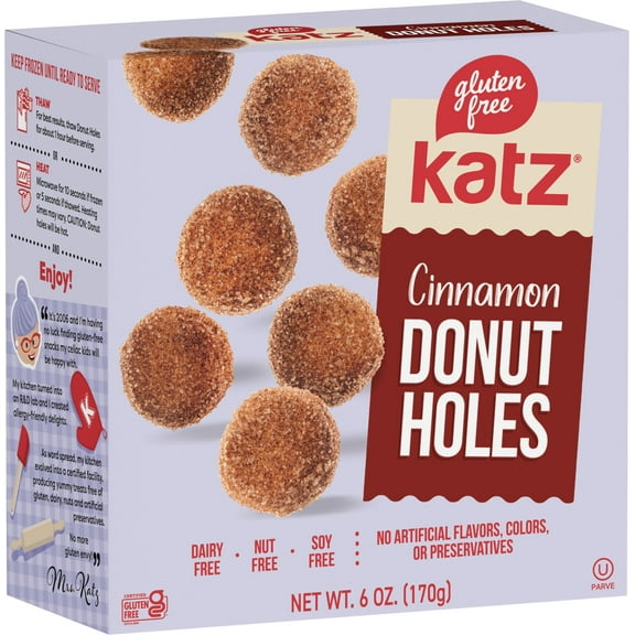 Katz Gluten Free Cinnamon Donut Holes |Gluten Free, Dairy Free, Nut Free, Soy Free, Kosher | (6 Pack, 6.0 Ounce Each)