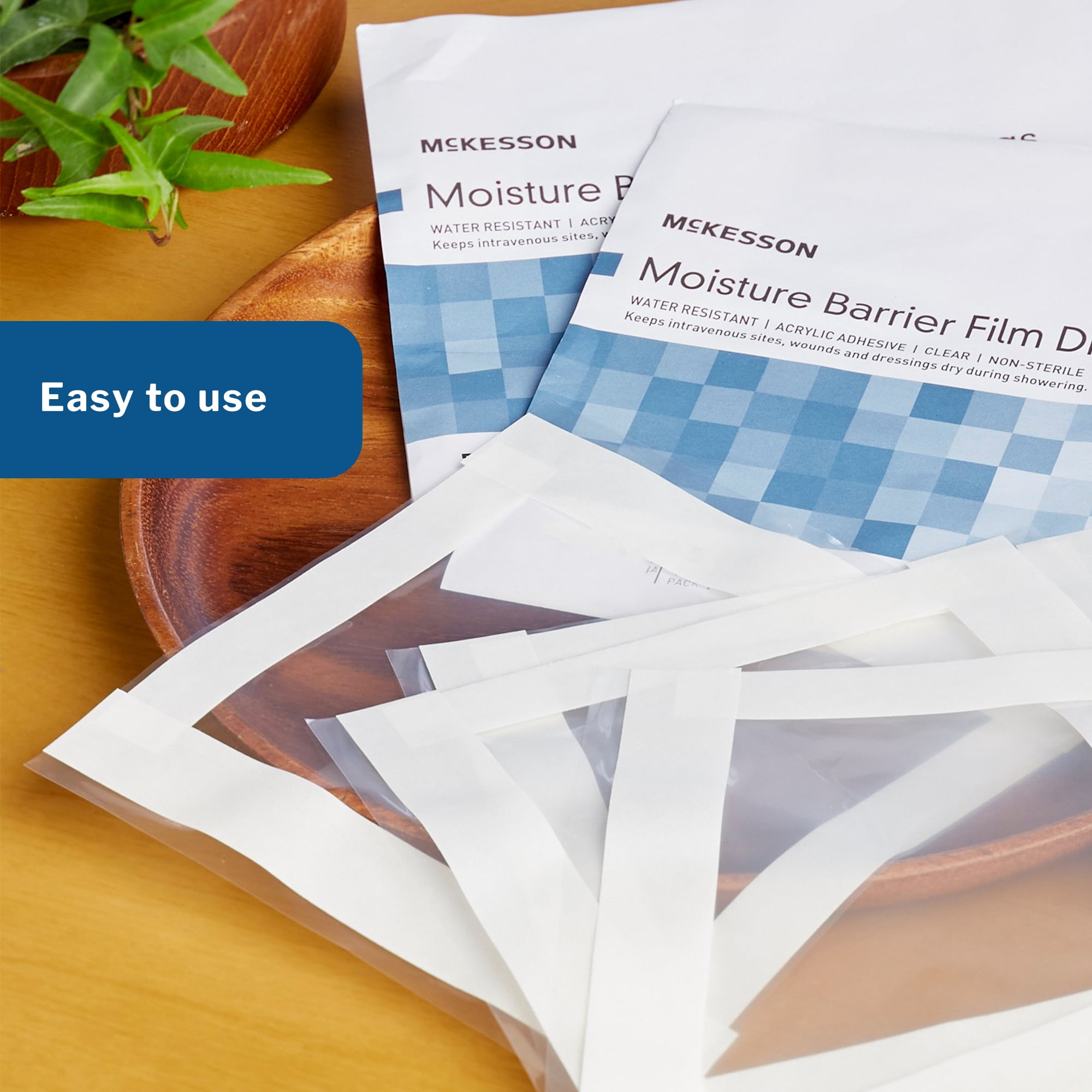 McKesson Moisture Barrier Film Dressings, Adhesive - Small, 7 in x 7 in, 5 Count, 80 Packs, 400 Total