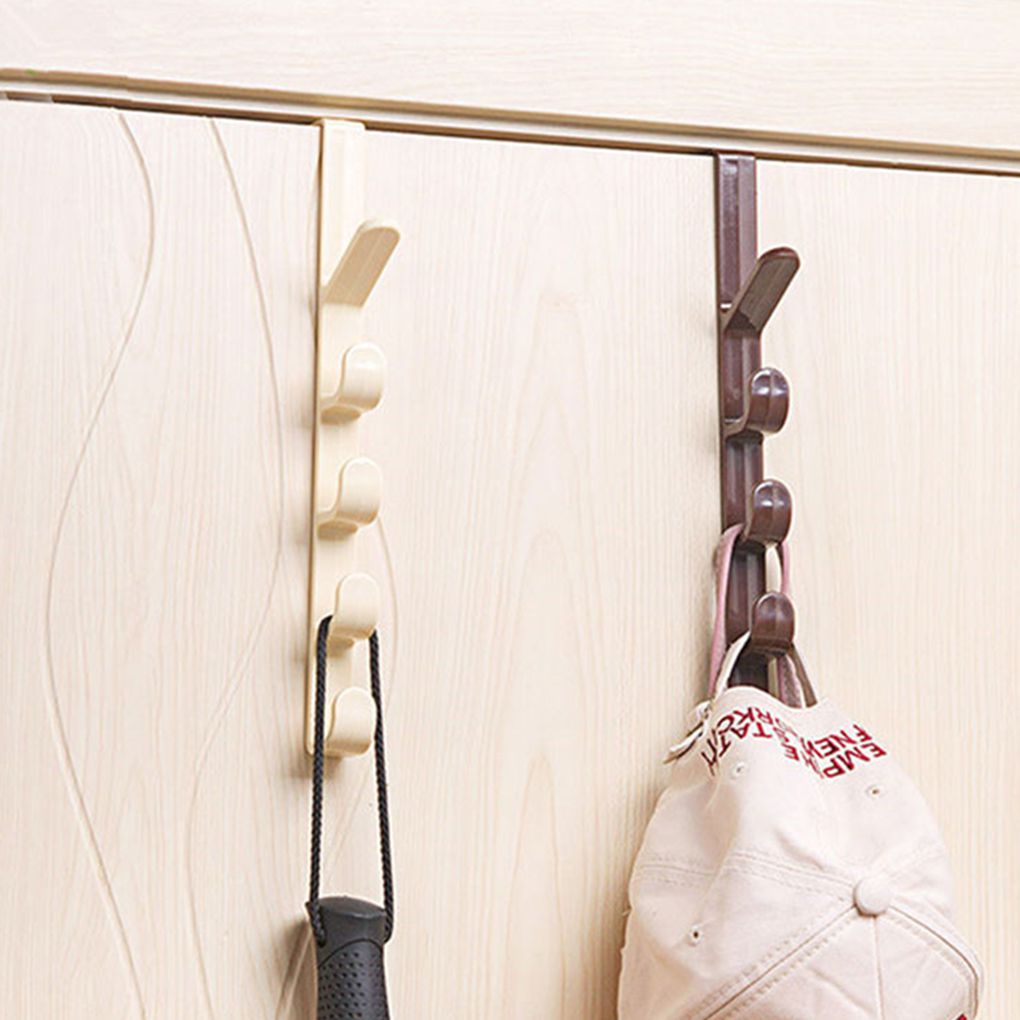 over the Door Hook Hanger with 5 Hooks, Vertical Hanging Coat Rack Towel Hanger Rack, Plastic over the Door Hat Display Hanger, for Hanging Towel Scarf Hat Bag (Random Color) - by ROBOT-GXG - image 5 of 11