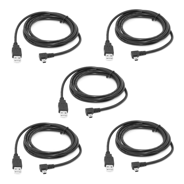 5X 1.8M Mini USB B Tipo 5Pin Macho 90 Grados En ángulo Izquierdo Una USB 2.0 Cable de Datos Macho Color Negro