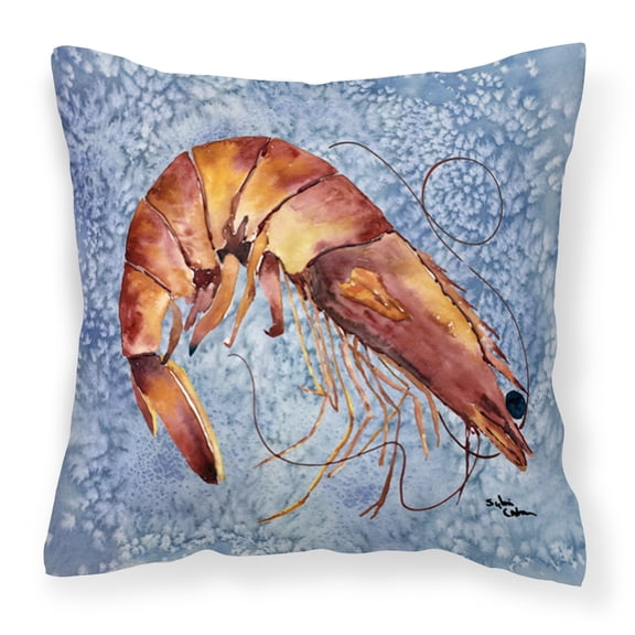 Carolines Treasures 8153PW1414 Cooked Shrimp Cool Blue Water Fabric Decorative Pillow, 14Hx14W, multicolor