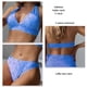 thumbnail image 4 of Conjunto de bikini para mujer Traje de baño de 3 piezas con cuello halter y cuello en V estampado con volantes y dobladillo azul L, 4 of 5
