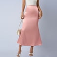 thumbnail image 5 of Ynynloco Womens Satin Silk Maxi Skirts Trendy High Waist Drawstring Flared Casual A-Line Long Skirt for Women, 5 of 7