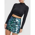 thumbnail image 3 of Caoirhny Women's Fashion Mini Skirts High Waist Sequins Skirts Spring Summer Packaged Hip Party Skirts Streetwear, 3 of 8