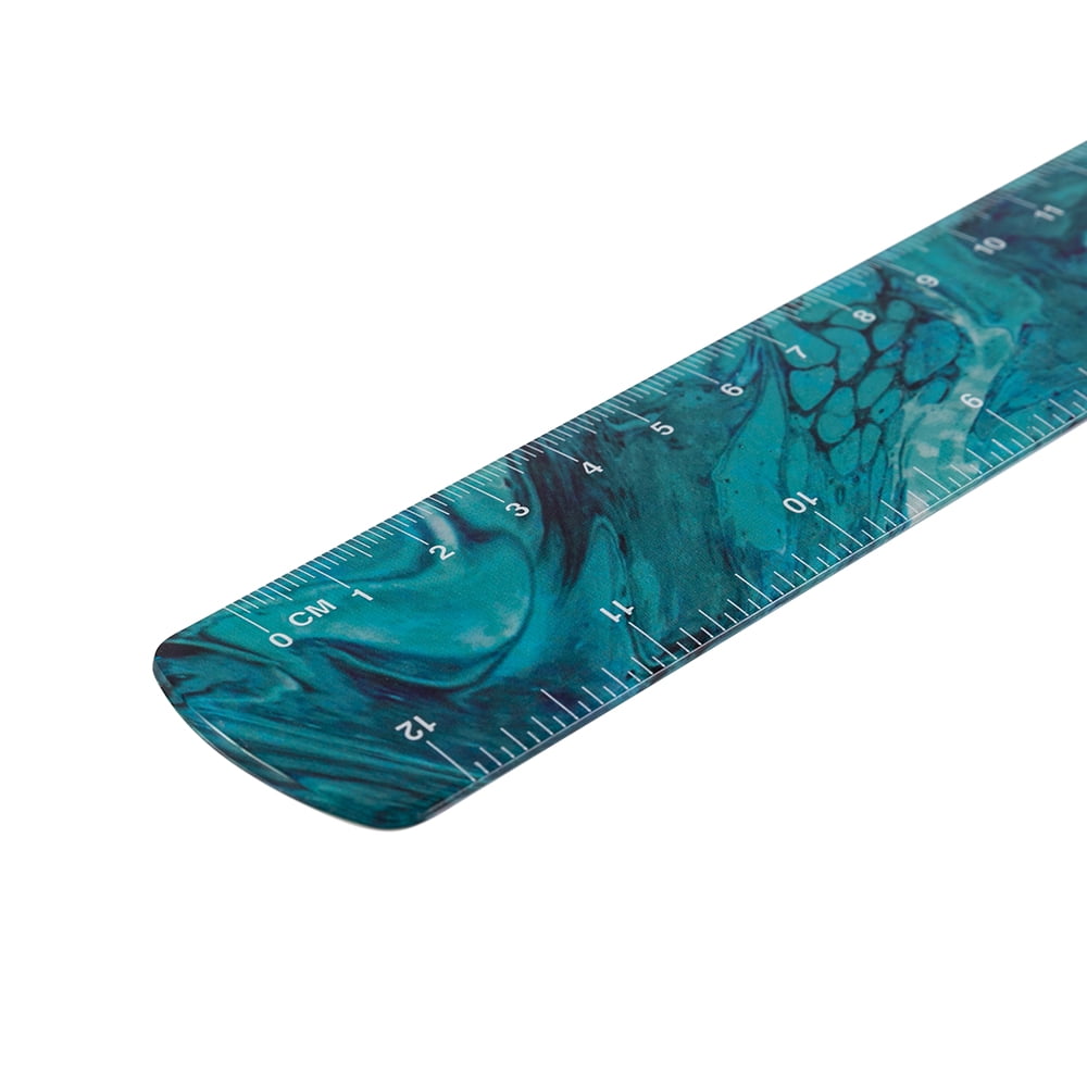 Fiskars 12" Deco Ruler Teal Marble, 1 Piece, School and Crafts