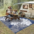 thumbnail image 1 of Outdoor Patio Rug – Waterproof Reversible Durable Plastic Mat – Botanical Floral Design – Easy Clean & Portable – Includes 4 Stakes & Storage Bag – RV, Balcony, Camping & Beach, 1 of 7