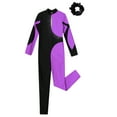 thumbnail image 5 of iixpin Girls Unitards Gymnastics Full Body Ballet Leotards Figure Ice Skating Jumpsuit One Piece Dance Bodysuit Purple&Black 6, 5 of 6