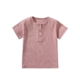 thumbnail image 2 of Tdoqot Toddler Girls Cotton T Shirts- Casual Kids Clothes Short Sleeve Crewneck Summer Tops with Buttons Pink Size 6 T, 2 of 4
