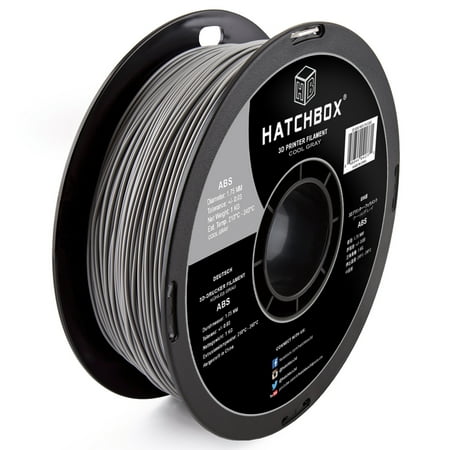HATCHBOX ABS 1.75 mm 3D Printer Filament in Cool Gray, 1kg ...