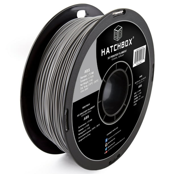 HATCHBOX ABS 1.75 mm 3D Printer Filament in Cool Gray, 1kg Spool