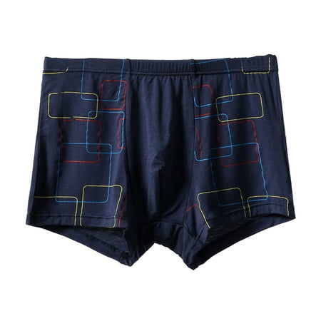 

HEVIRGO Men Underpants U Convex Stretchy Geometric Pattern Plus Size Close Fit Elastic Waist Panties for Daily Wear