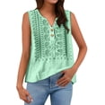 thumbnail image 6 of Tweang Tank Top for Women Tank Tops Casual Shirts Lightweight Gauze Camisoles Crop Tops Pleated High Neck Halter Tops Loose Tunic Blouses Summer Lightweight Sleeveless T-shirt Cami Tube Green L, 6 of 8