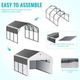 thumbnail image 6 of 10 ft. W x 16 ft. D Heavy Duty Metal Frame Carport with Solar Lamp, Outdoor Garage Car Shelter with Powder-Coated Steel Roof & Fabric Sidewall, 6 of 10