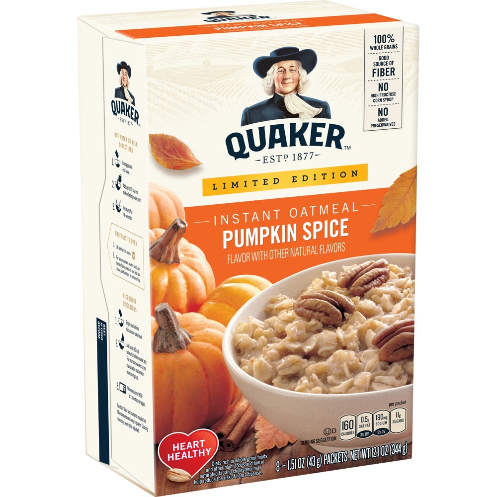 Quaker Instant Oatmeal, Pumpkin Spice Oatmeal, 8 Packets